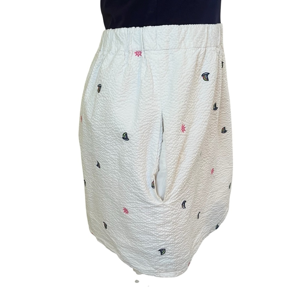 Lilly Pulitzer Navy Knit/White Seersucker "Quinn" Let it Rip Halter Mini Dress S - Picture 6 of 10